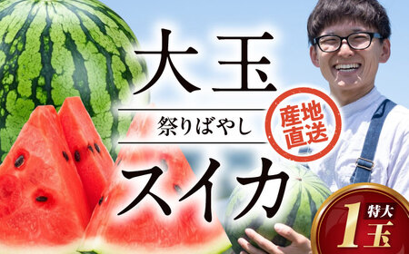 スイカ【祭りばやし】特大×1玉【2026年6月上旬から順次発送】スイカ   [AGDH005]