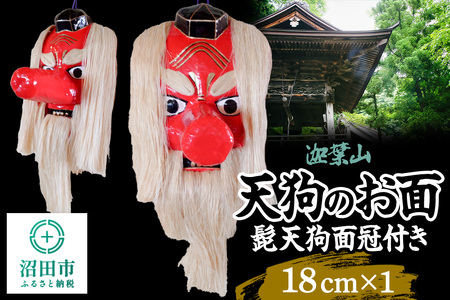 迦葉山 髭天狗面冠付き 18cm 群馬県ふるさと伝統工芸 天狗のお面