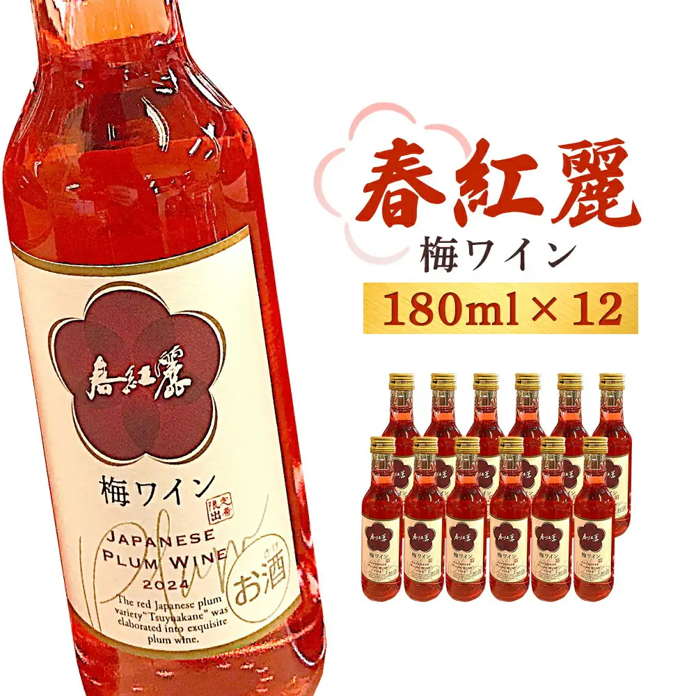 春紅麗(梅ワイン)180ml 12本セット ｜ 梅ワイン 果実酒 福島県