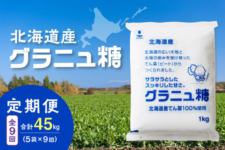 【9回定期便】ホクレンのグラニュ糖1kg×5袋【 定期便 てん菜  北海道産 砂糖 グラニュ糖 お菓子 料理 調味料 ビート お取り寄せ 北海道 清水町  】_S012-0049