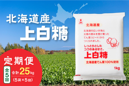 【隔月5回定期便】ホクレンの上白糖1kg×5袋【 定期便 てん菜  北海道産 砂糖 お菓子 料理 調味料 ビート お取り寄せ 北海道 清水町  】_S012-0070
