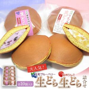大人気！大町ブルーベリー生どら信州りんご生どら詰合せ　老舗 和菓子 どら焼き 食べ比べ 長野県 大町市