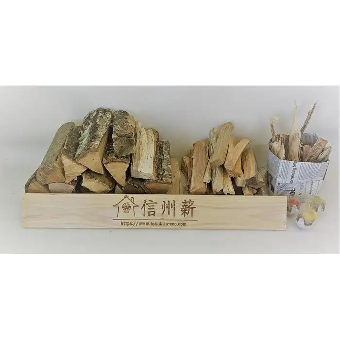 アウトドア グッズ 薪 10kg 4種 ( 焚火用25cm & 細割25cm & 焚付け約500g & 着火剤3個 ) 焚き火 スターター セット 信州薪