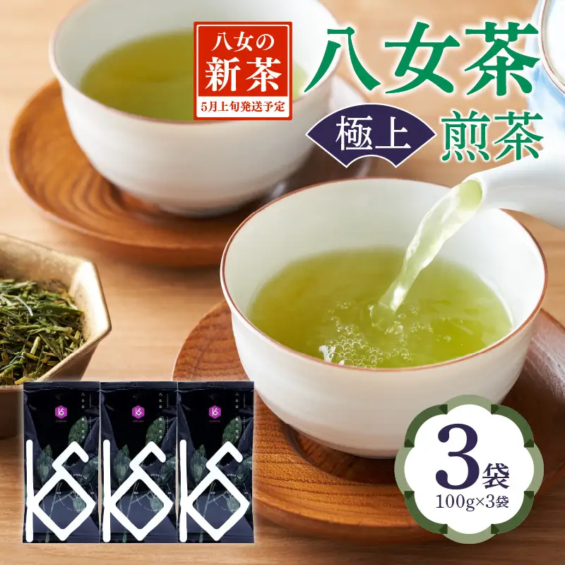 【2026年新茶】八女茶 極上煎茶 100g×3袋 茶 お茶 新茶 八女茶 煎茶 緑茶 極上 福岡県 八女市 068-021