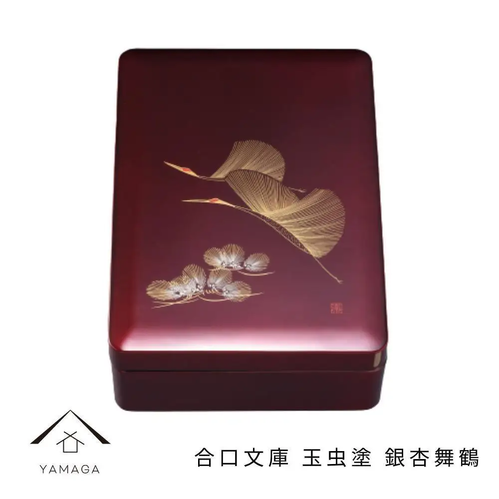 合口文庫 玉虫塗 銀杏舞鶴 33cm【YG295】
