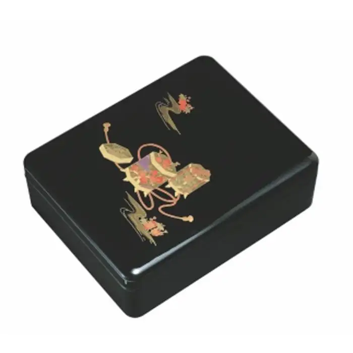 紀州漆器 新丸型文庫DX 黒 平安物語【YG340】