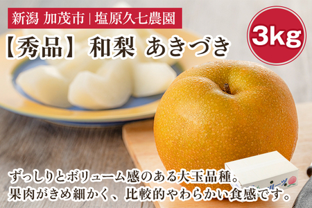 【2026年先行予約】新潟県産 和梨 あきづき 3kg 【秀品】《9月中旬～順次発送》