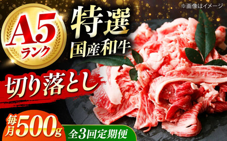 【全3回定期便】国産和牛切落し 500ｇ[AOAI050]切り落とし