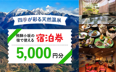 飛騨小坂の宿で使える宿泊券（5,000円分）旅行 宿泊 下呂市 小坂 宿泊補助券 温泉 湯屋温泉 下島温泉 濁河温泉【111-1】