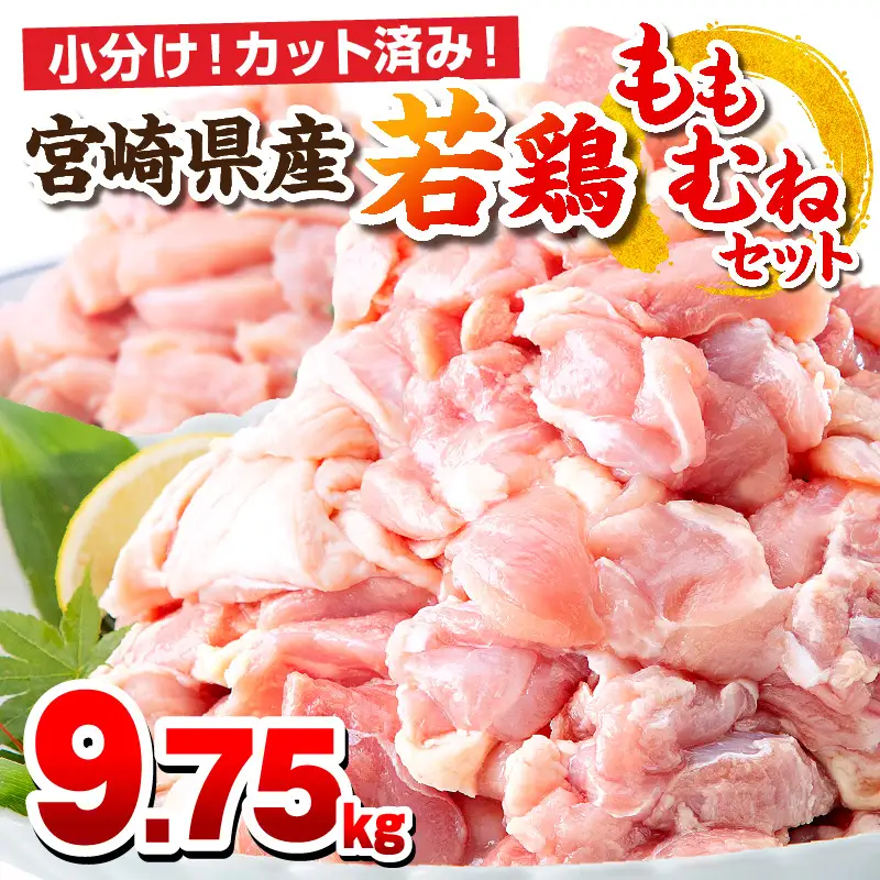 鶏肉 もも肉 むね肉 セット 鶏肉[宮崎県産 若鶏 9.75kg 250g×39P]