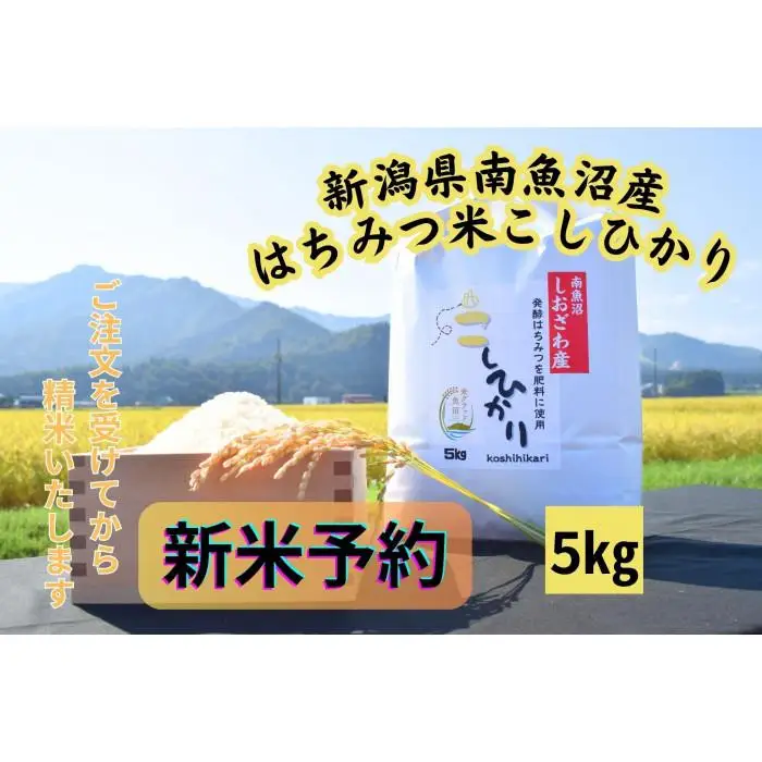 【令和8年産・新米予約】新潟県南魚沼産（塩沢地区）はちみつ米コシヒカリ 5kg※蜂蜜発酵液肥料栽培【銘柄米 ブランド米 精米 こしひかり コシヒカリ 魚沼産 新潟米】【2026年9月下旬より1ヶ月以内に順次発送予定】