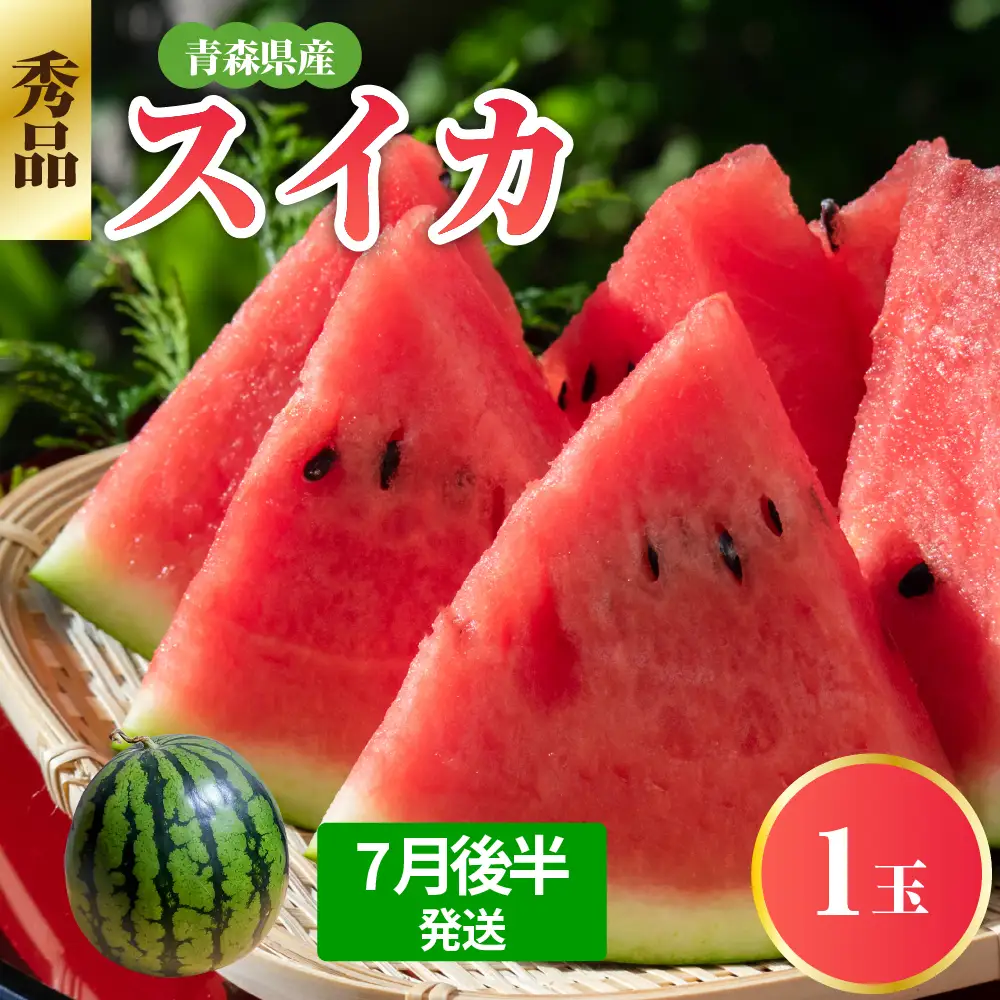  スイカ　大玉 1玉【2026年7月後半発送】  青森県産 秀品 先行受付