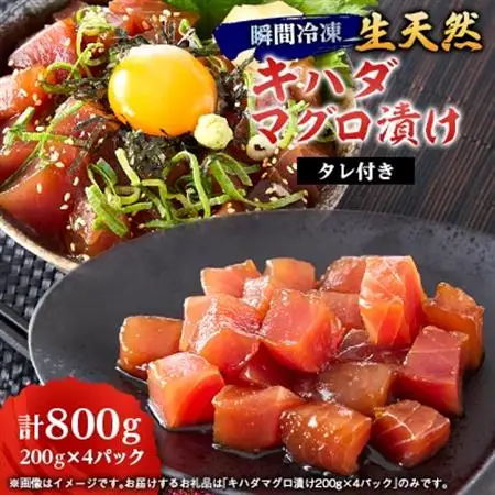 《800g》瞬間冷凍生天然キハダマグロ漬け(200g×4パック)タレ付き　小分け便利_魚介・海産物   _【配送不可地域：離島】【1590348】