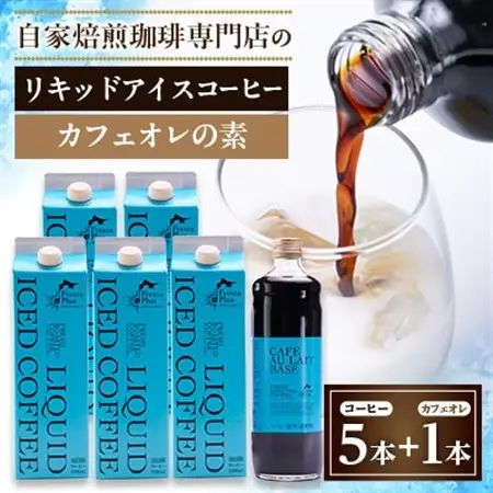 つくば市自家焙煎珈琲専門店　リキッドアイスコーヒー5本、カフェオレの素1本セット_飲料・ドリンク 飲料 コーヒー・コーヒー豆 _【配送不可地域：離島・沖縄県】【1589903】