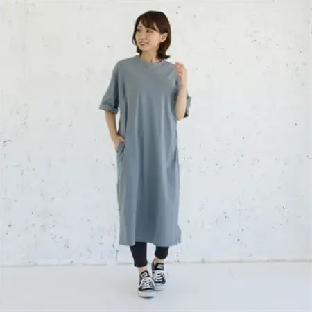 マタニティから使えるモーハウスの授乳服　シンプルワンピース(ブルーグレー)_装飾品・工芸品 女性・レディース 洋服 _【配送不可地域：離島・沖縄県】【1590250】