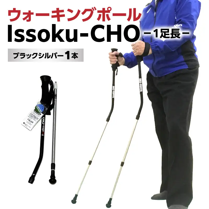 ウォーキングポール Issoku-CHO（1足長） ブラックシルバー 1本 R17007