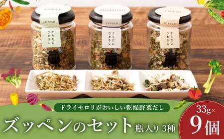 C28 ドライセロリがおいしい乾燥野菜だし ズッペンのセット 瓶入り 33g×9個 野菜 乾燥 だし スープ セロリ 瓶詰 福岡県 みやま市