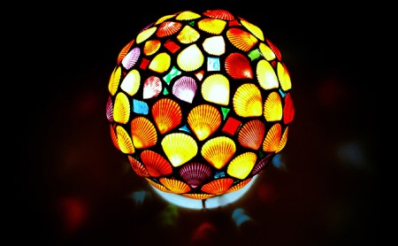 ヒオウギ 貝 ランプ シェード 球形 ゆらり内海 インテリア 雑貨 日用品 間接照明 ベッドサイド