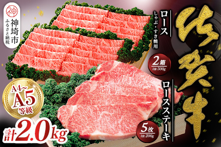 佐賀牛)ロースステーキ200g×5枚とロースしゃぶ・すき焼用500g×2セット (H040101)