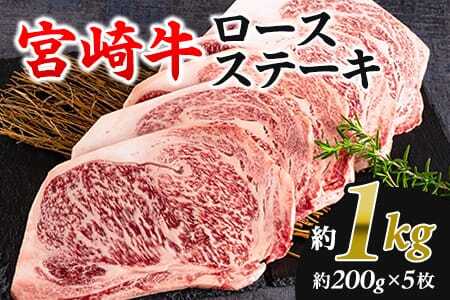 宮崎牛ロースステーキ 個包装 約1kg(約200g×5枚)
