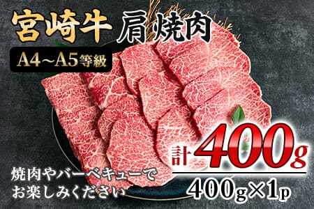 ＜宮崎牛肩焼肉 400g＞ A4 A5 焼肉やバーベキューでお楽しみください！【MI229-nh】【日本ハムマーケティング株式会社】