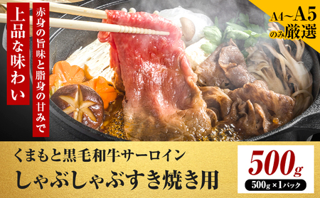 【厳選部位】【A4～A5】くまもと黒毛和牛 サーロイン しゃぶしゃぶ すき焼き用 500g 《30日以内に出荷予定(土日祝除く)》熊本県 大津町 黒毛和牛 肉 お肉 和牛 牛 牛肉 A5 A4 サーロイン MEAT PLUS