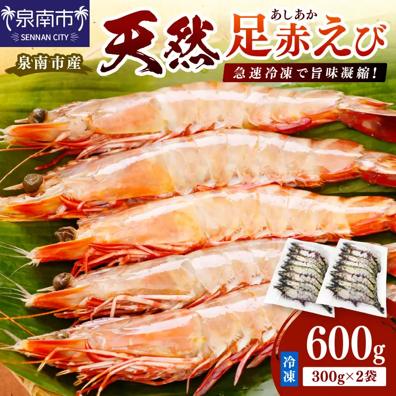 大阪府泉南市産 天然足赤エビ 600g【058D-007】