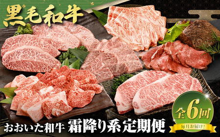 【6カ月定期便】毎月お届け！ おおいた和牛を贅沢に味わい尽くす半年間定期便／霜降り系 計約2.14kg