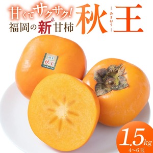 【2026年10月以降お届け】秋王1.5kg箱_柿 秋王 選べる 内容量 1.5kg 箱 4 ～ 6玉 冷蔵 甘柿 新品種 糖度 約17度 高糖度 種少ない 食感 オリジナル ブランド甘柿 デザート 果物 お取り寄せ お取り寄せフルーツ 食品 食べ物 国産 フルーツ 福岡県 久留米市 送料無料 〔Fk111〕