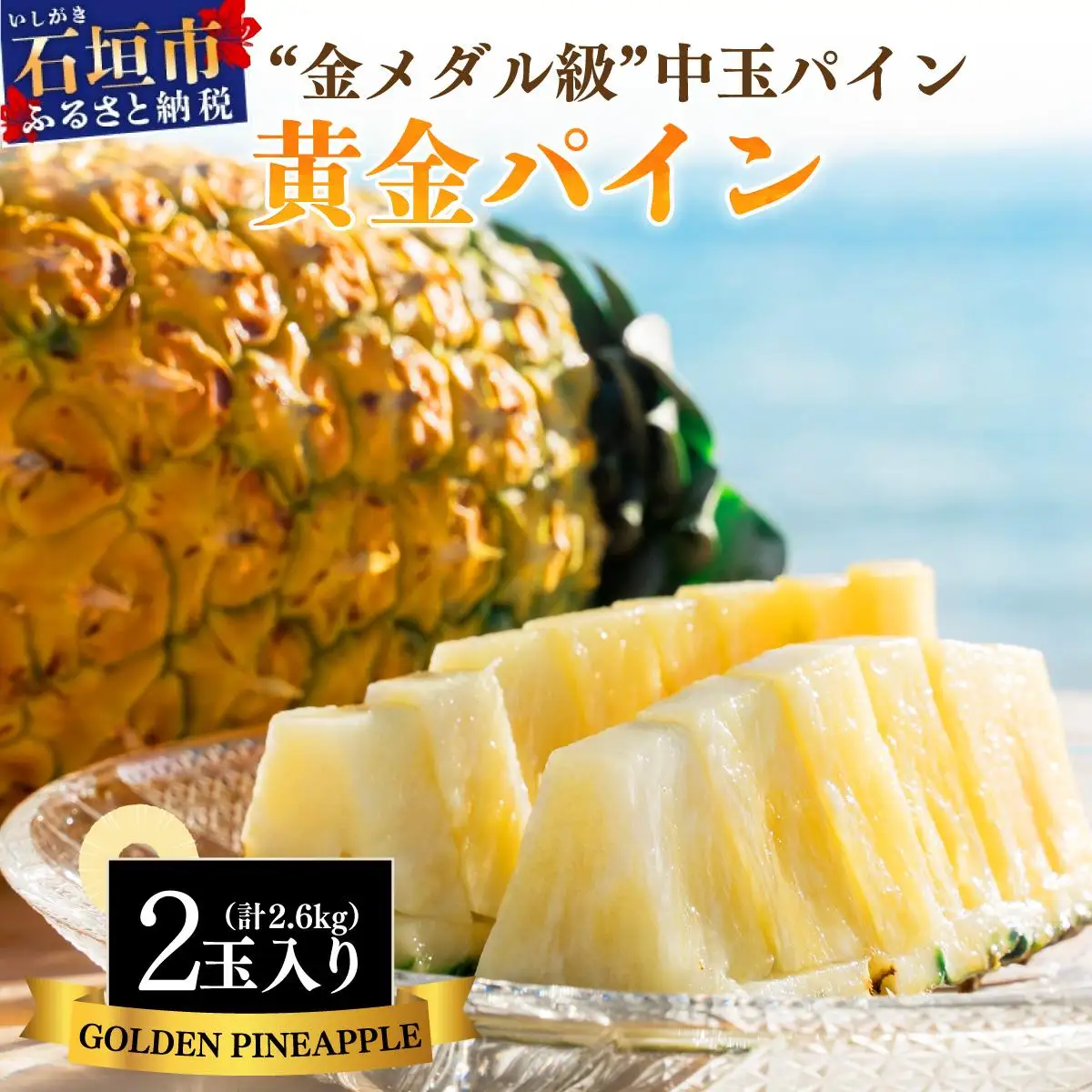 ＜先行予約＞ 石垣島産 黄金パイン 中玉 2玉 約2.6kg 