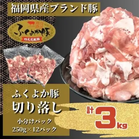 ふくよか豚切り落とし3.0kg(250g×12パック)【配送不可地域：離島】【1566230】