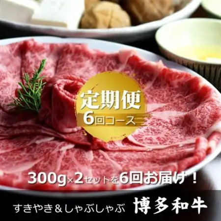 【毎月定期便】博多和牛 ザブトン・肩ロース芯 300g×2(水巻町)全6回【配送不可地域：離島】【4054005】
