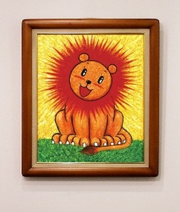W101　原画「らいおんサン」F4号【徳 治昭 童画 原画 絵 絵画 額 キャラクター 大阪 八尾市】