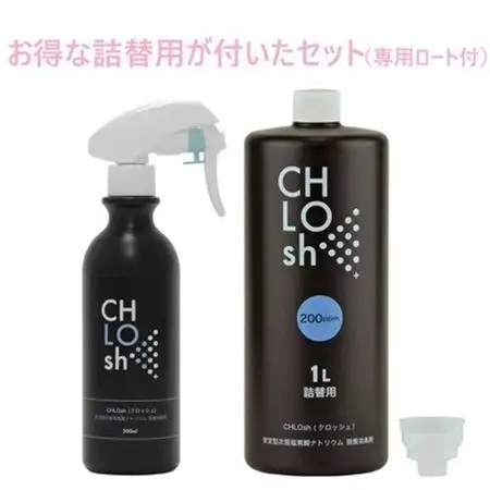 CHLOsh (クロッシュ) 除菌消臭スプレー 安定型次亜塩素酸ナトリウム 300ml+1L(詰替)【1568130】