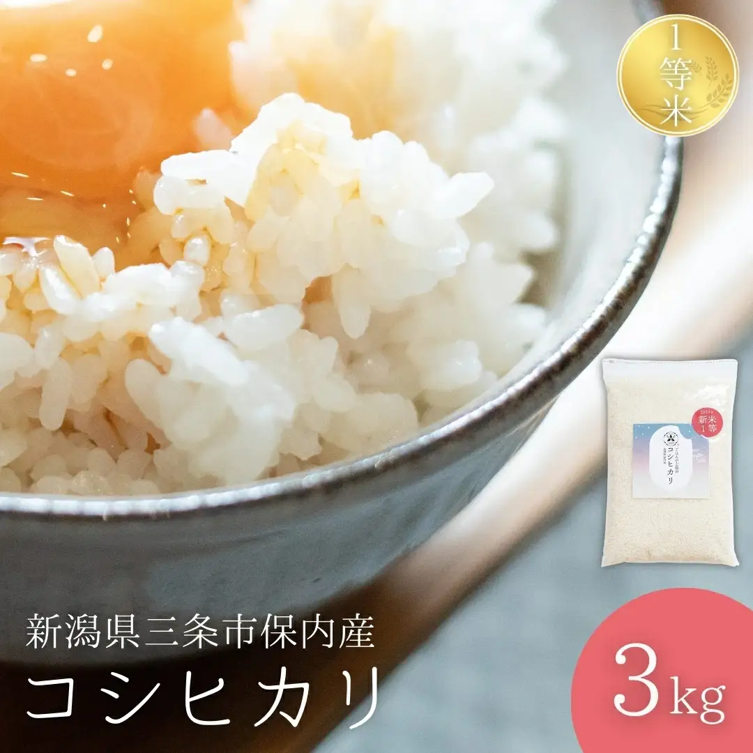 新潟県産コシヒカリ 1等米 3kg 2025年産コシヒカリ 三条市保内産こしひかり 精米 白米 令和7年産 米 【010S706】
