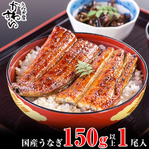 国産うなぎ蒲焼き大サイズ150g1本セット(B1002-2)