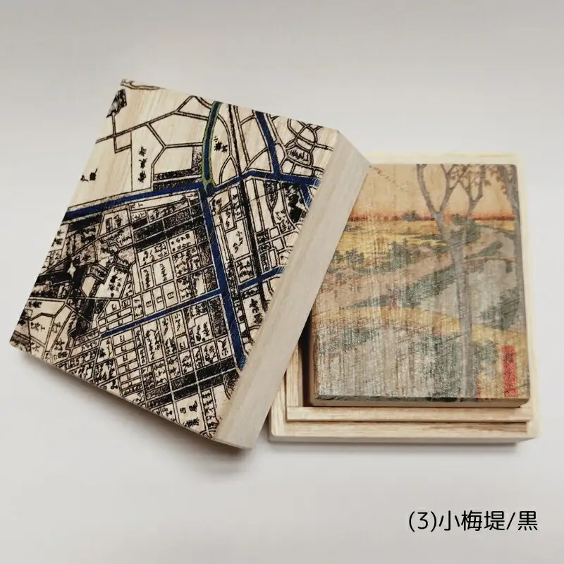 【桐箱(二重箱)】名所江戸水景 [(3)小梅堤] 1ケ (カラー：黒)_0154-013-T06-1