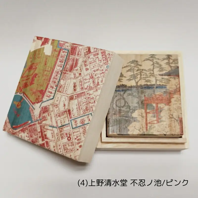 【桐箱(二重箱)】名所江戸水景 [(4)上野清水堂 不忍ノ池] 1ケ (カラー：ピンク)_0154-006-T06-2