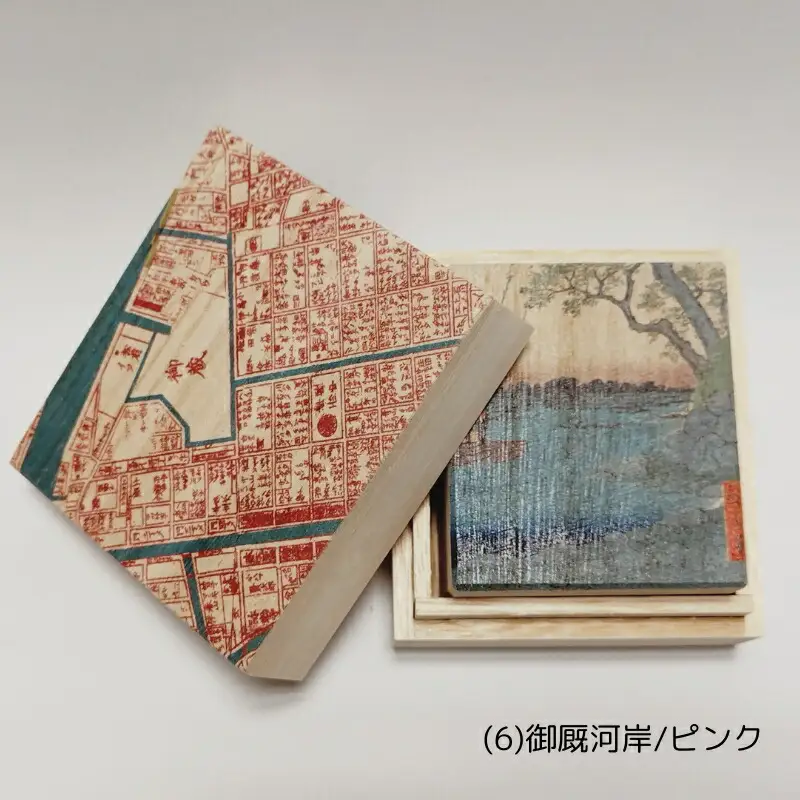 【桐箱(二重箱)】名所江戸水景 [(6)御厩河岸] 1ケ (カラー：ピンク)_0154-008-T06-2