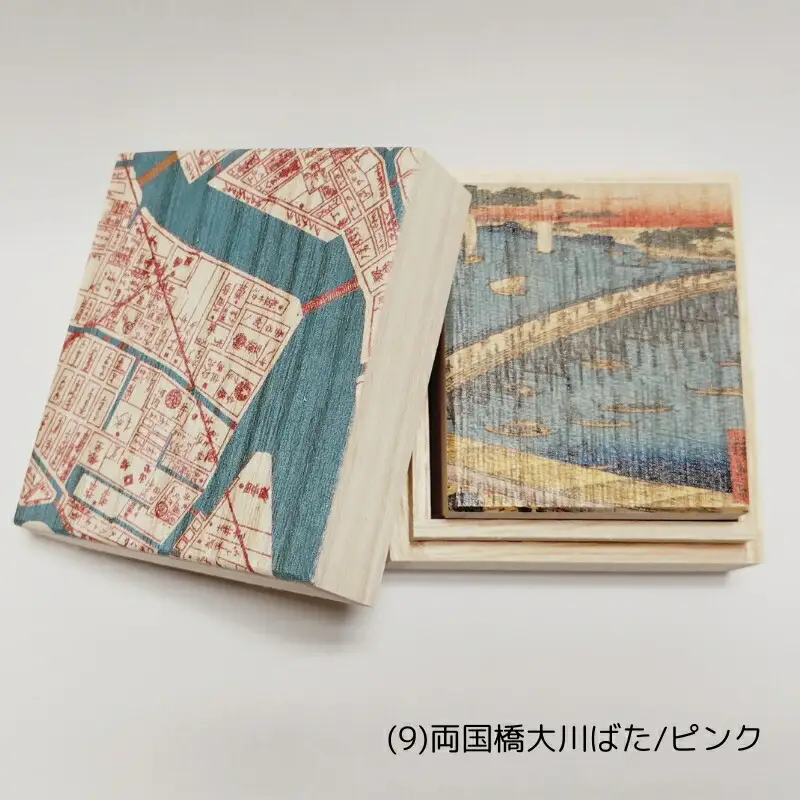 【桐箱(二重箱)】名所江戸水景 [(9)両国橋大川ばた] 1ケ (カラー：ピンク)_0154-011-T06-2
