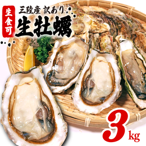訳あり 生食 殻付き 牡蠣 3kg  冷凍 ＼ 牡蠣 ／