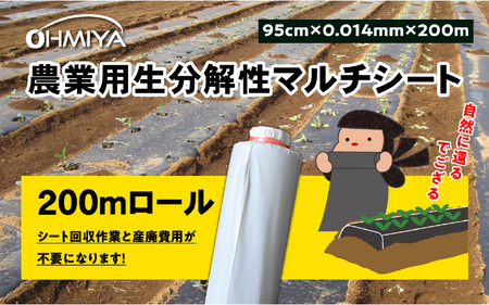 使用後は自然へ還る生分解農業用マルチシート　NINJAマルチ　200ｍ