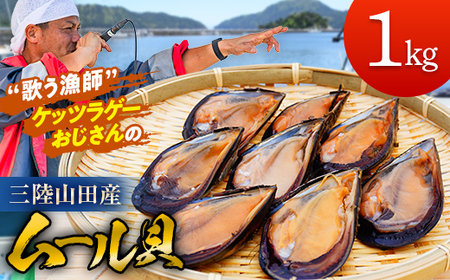 【DayDayで紹介！】三陸山田産 山田のムール貝 1kg ケッツラゲーおじさん 振興丸 パエリア 酒蒸し おつまみ パーティー 大容量 魚介 海鮮 冷蔵 しゅうり貝 殻付き ムール貝 貝 新鮮 国産 岩手県 三陸山田 山田町 三陸 YD-800
