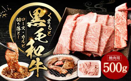 くまもと黒毛和牛 焼肉用 ロース・カルビ 切り落とし 500g お肉 肉 牛肉 黒毛和牛 和牛 冷凍 国産 九州産 熊本県 上天草市