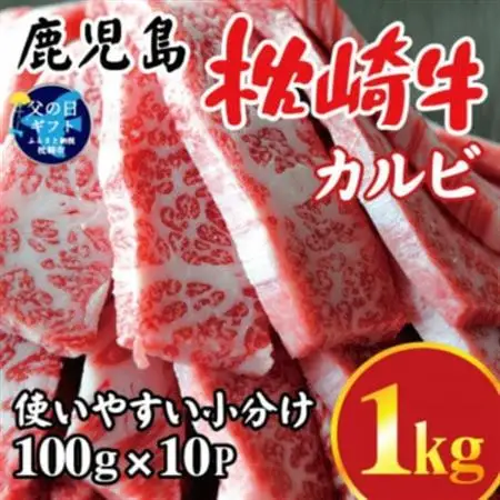 【父の日】鹿児島 枕崎牛 【カルビ 1kg】 焼肉 国産和牛 小分け 10P　C0-63F_肉 焼肉 牛肉 やきにく ヤキニク バーベキュー  肉 和牛 牛肉 _【配送不可地域：離島】【1605871】