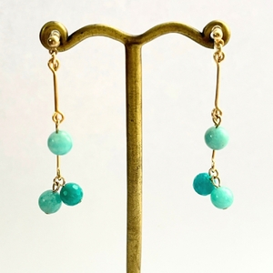 まるでピアスのようなイヤリング＊アマゾナイト [1557]