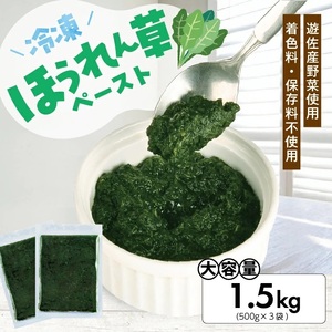 冷凍ほうれん草ペースト1.5kg(500g×3袋) 山形県遊佐産 冷凍便 ※離島発送不可 冷凍 ほうれん草 ほうれんそう ホウレンソウ 野菜 野菜ペースト 離乳食 介護食 お菓子作り 小分け ゆざ食彩工房 遊佐町 庄内 東北 [1434HO1500G]