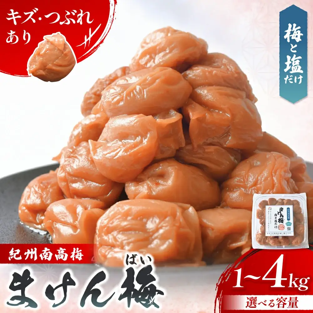 まけん梅(R) 梅と塩だけ 3kg(500g×6) 塩分約19％ 梅干し 紀州南高梅 nankiume006B【nankiume006B】