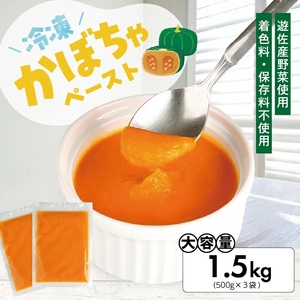 冷凍かぼちゃペースト1.5kg(500g×3袋) 山形県遊佐産 冷凍便 ※離島発送不可 冷凍 かぼちゃ カボチャ 南瓜 野菜 野菜ペースト 離乳食 介護食 お菓子作り 小分け ゆざ食彩工房 遊佐町 庄内 東北 [1437KB1500G]