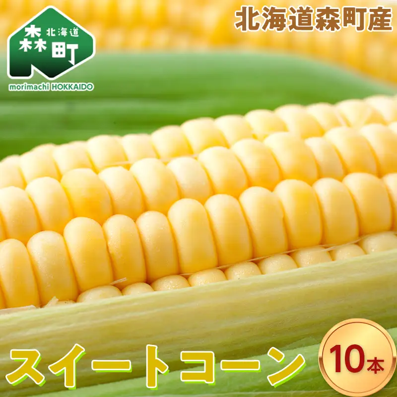 スイートコーンイエロー Lサイズ 10本 北海道森町産 （令和8年7月下旬から順次発送予定） ＜こうのファーム＞ とうもろこし トウモロコシ とうきび トウキビ 唐黍 mr1-0894